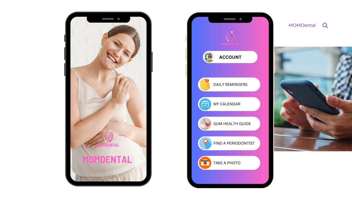 image of MOMDental app on mobile phone screen