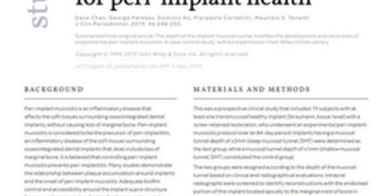 Study evaluates the effect of implant mucosal tunnel on peri-implant health