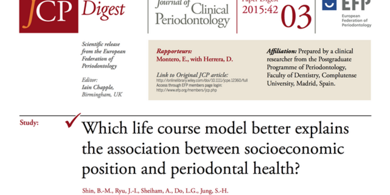 JCP Digest 03 explores links between socio-economic status and periodontal health