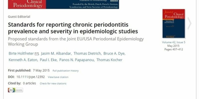 Joint EU-US working group calls for standardisation in reporting prevalence and severity of periodontal disease