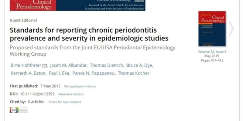 Joint EU-US working group calls for standardisation in reporting prevalence and severity of periodontal disease