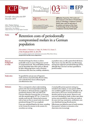 Latest edition of JCP Digest focuses on costs of retaining periodontally compromised teeth