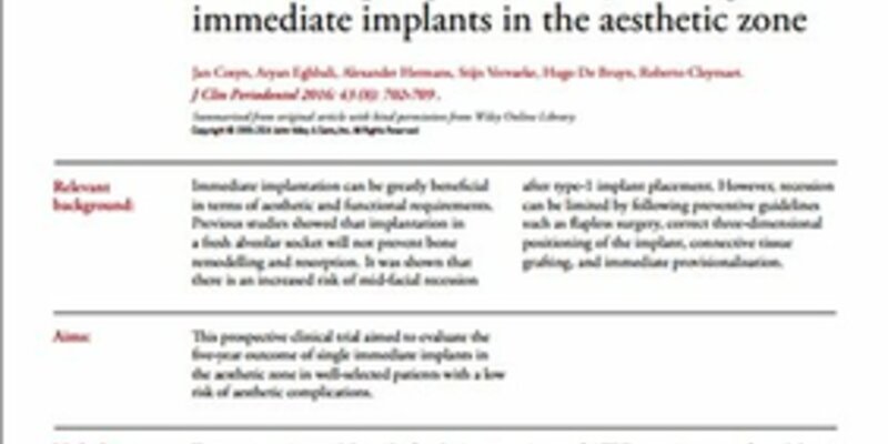 Five-year study shows single immediate implants have high survival rate but can lead to aesthetic complications – JCP Digest