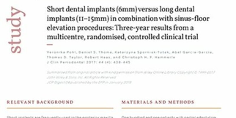 Short or long dental implants? JCP Digest weighs up the evidence