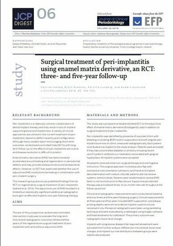 Use of EMD in treatment of peri-implantitis may improve implant survival time