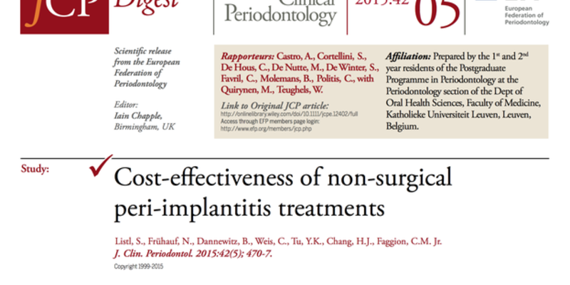 JCP Digest 05 assesses cost-effectiveness of non-surgical treatments for peri-implantitis