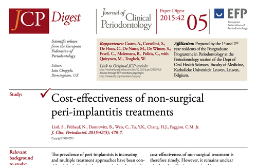 JCP Digest 05 assesses cost-effectiveness of non-surgical treatments for peri-implantitis