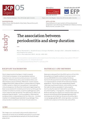 JCP Digest: Study shows association between periodontitis and sleep duration