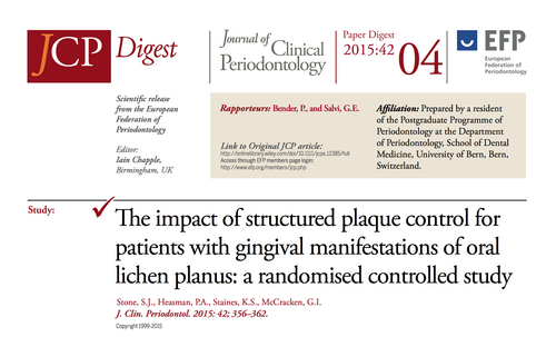 JCP Digest 04 shows that structured plaque-control intervention can help patients with gingival lichen planus