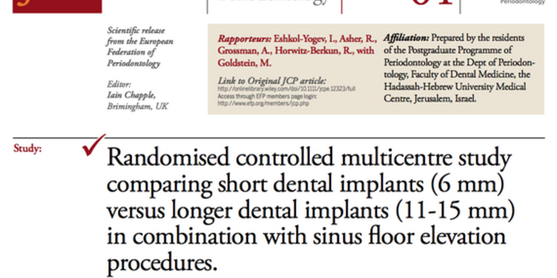 New cycle of JCP Digest starts with insight on use of shorter dental implants for patients with atrophied posterior maxilla