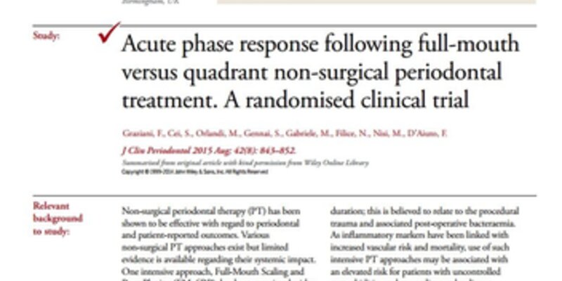 Full-mouth periodontal therapy triggers increase in inflammatory biomarkers, so may not be suitable for patients with uncontrolled co-morbidities