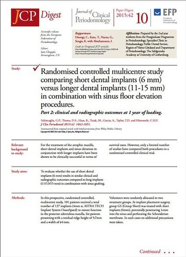 Study shows that short dental implants produce similar results to long implants with sinus grafting