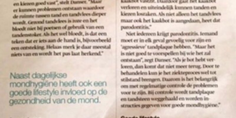 Dutch perio society uses national press to spread word on importance of oral health to general health