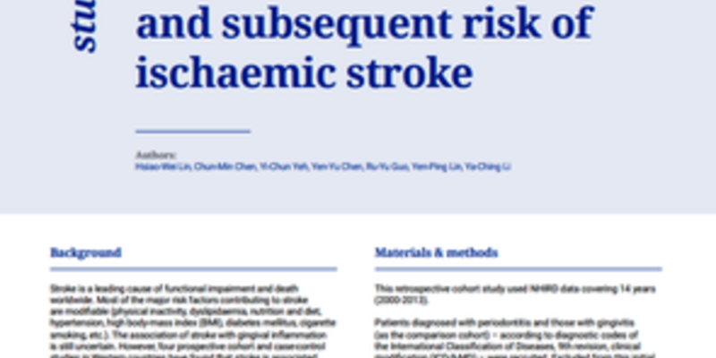 Periodontitis patients have ‘higher risk of stroke’