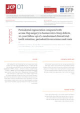 Periodontal regeneration compared with access-flap surgery in human intra-bony defects, 20-year follow-up of a randomised clinical trial: tooth retention, periodontitis recurrence and costs 